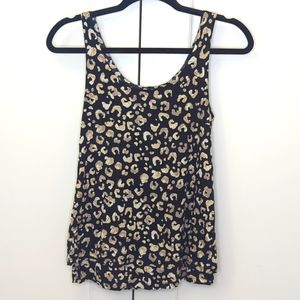 KENSIE Leopard Print Tiered Tank Top